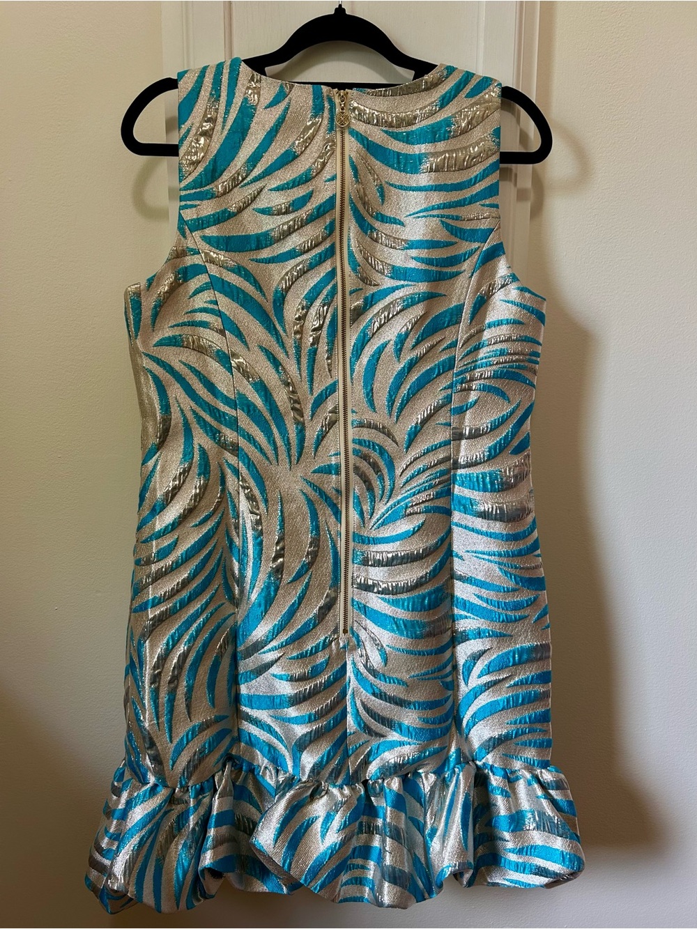 Lilly Pulitzer Faylinn Shift Dress Breezy Aqua Midnight Sparks Brocade 10 NWT - Picture 8 of 14
